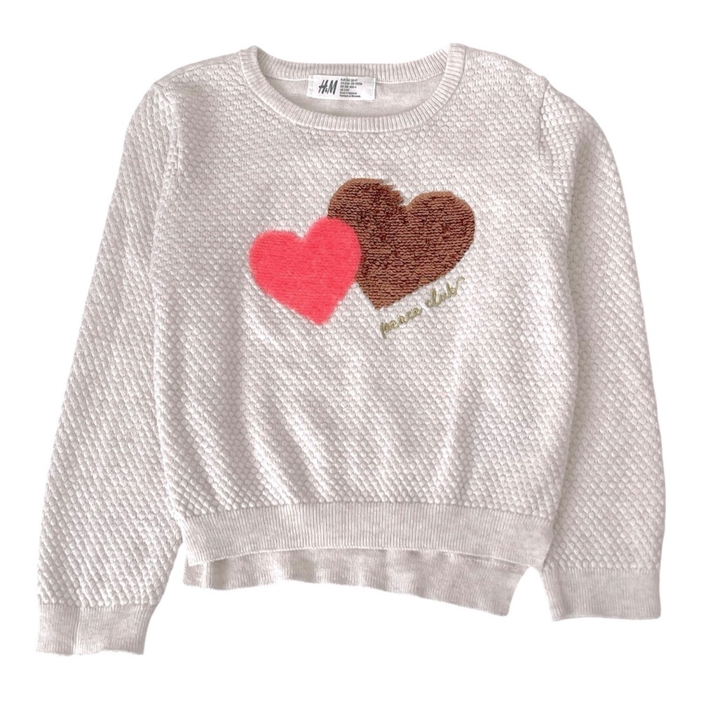 H&M Double Heart Sequence Sweater - Girls 4T
